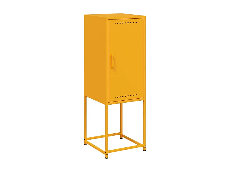 Buffet aparador cômoda armário unidade de armazenamento organizador cozinha sala sala amarelo mostarda 36 x 39 x 107 cm aço amarelo 02_0035691