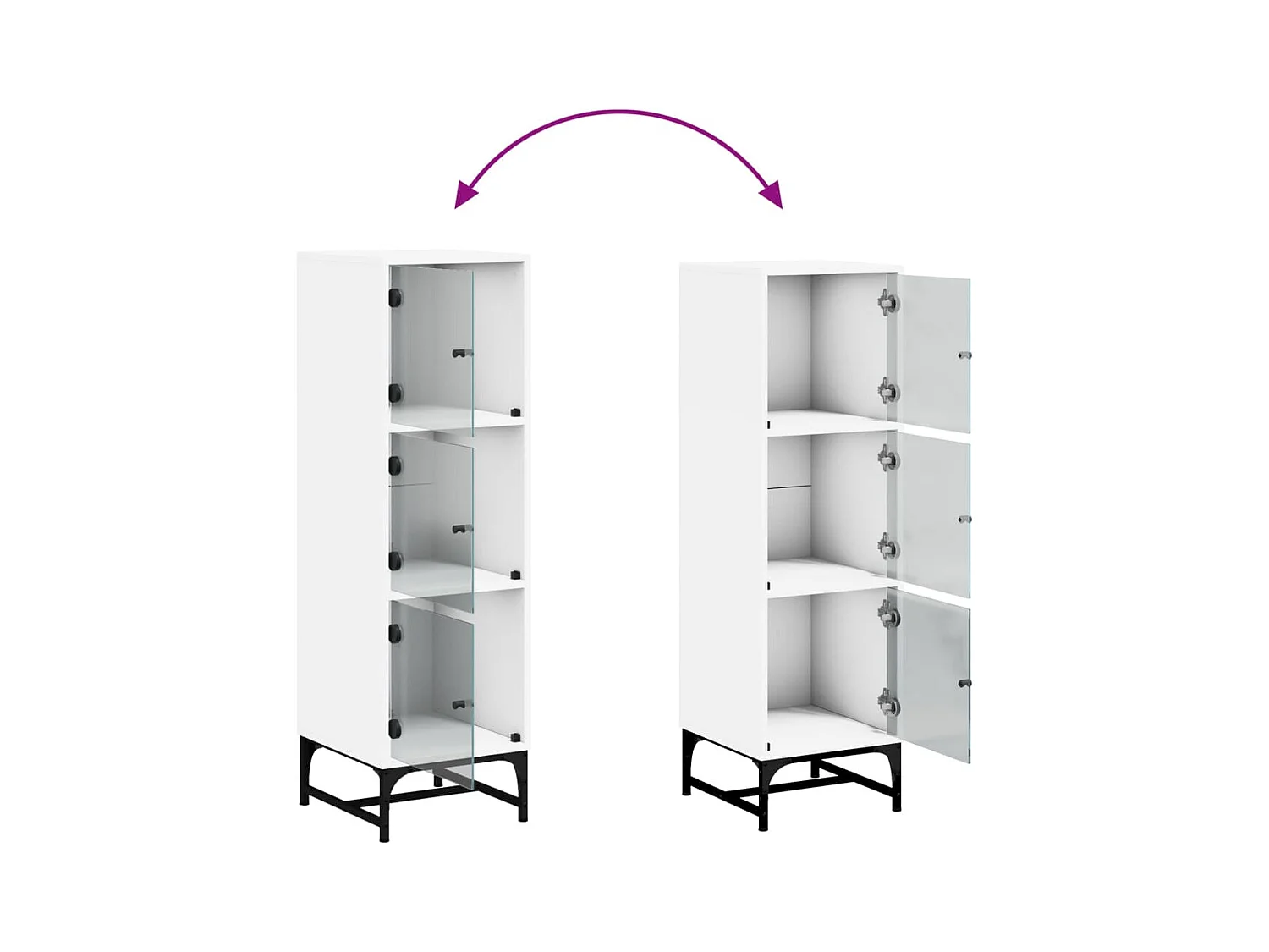 Aparador buffet cómoda armario mueble organizador cocina salón salón con puertas de cristal 35 x 37 x 120 cm blanco 02_0030108