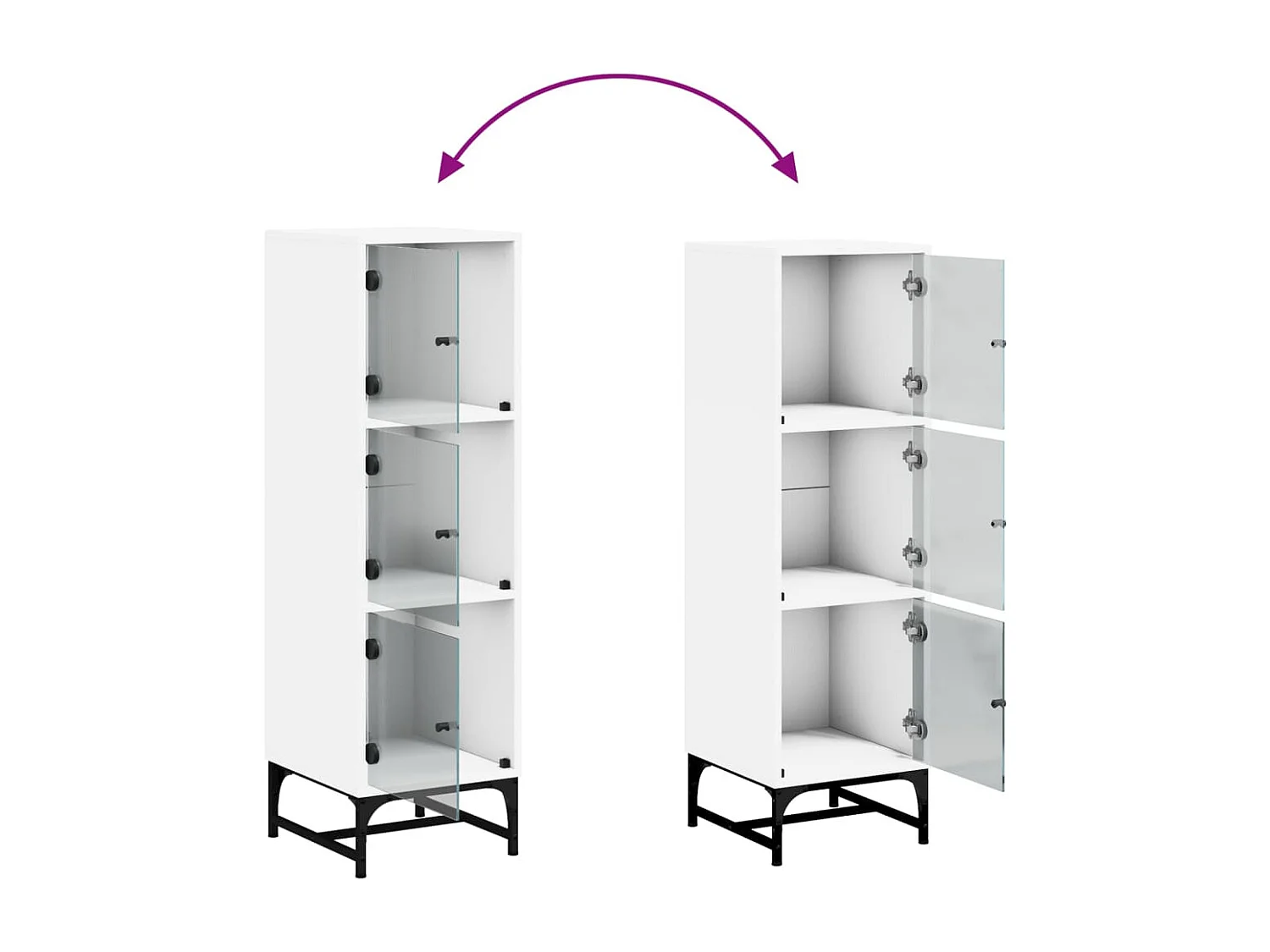 Aparador buffet cómoda armario mueble organizador cocina salón salón con puertas de cristal 35 x 37 x 120 cm blanco 02_0030108