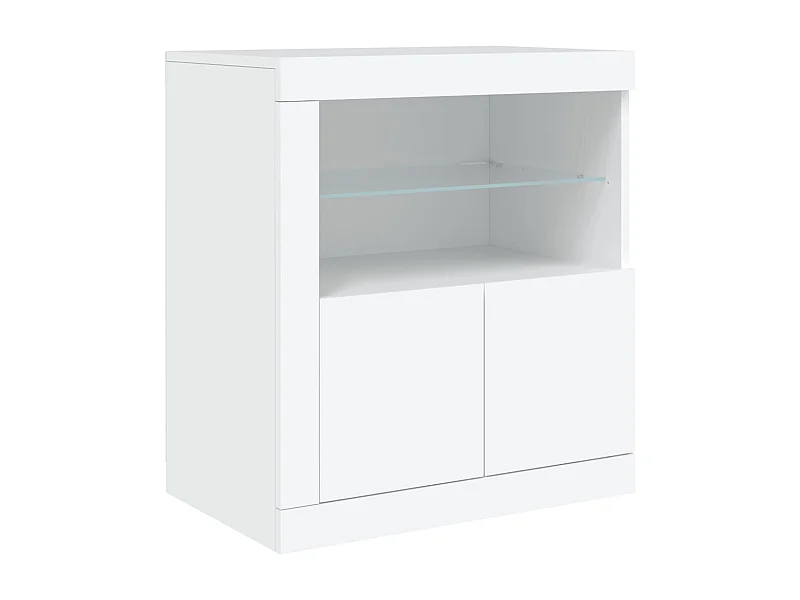 Aparador cómoda cómoda armario mueble organizador cocina salón salón con luces LED 60,5 x 37 x 67 cm blanco 02_0029855