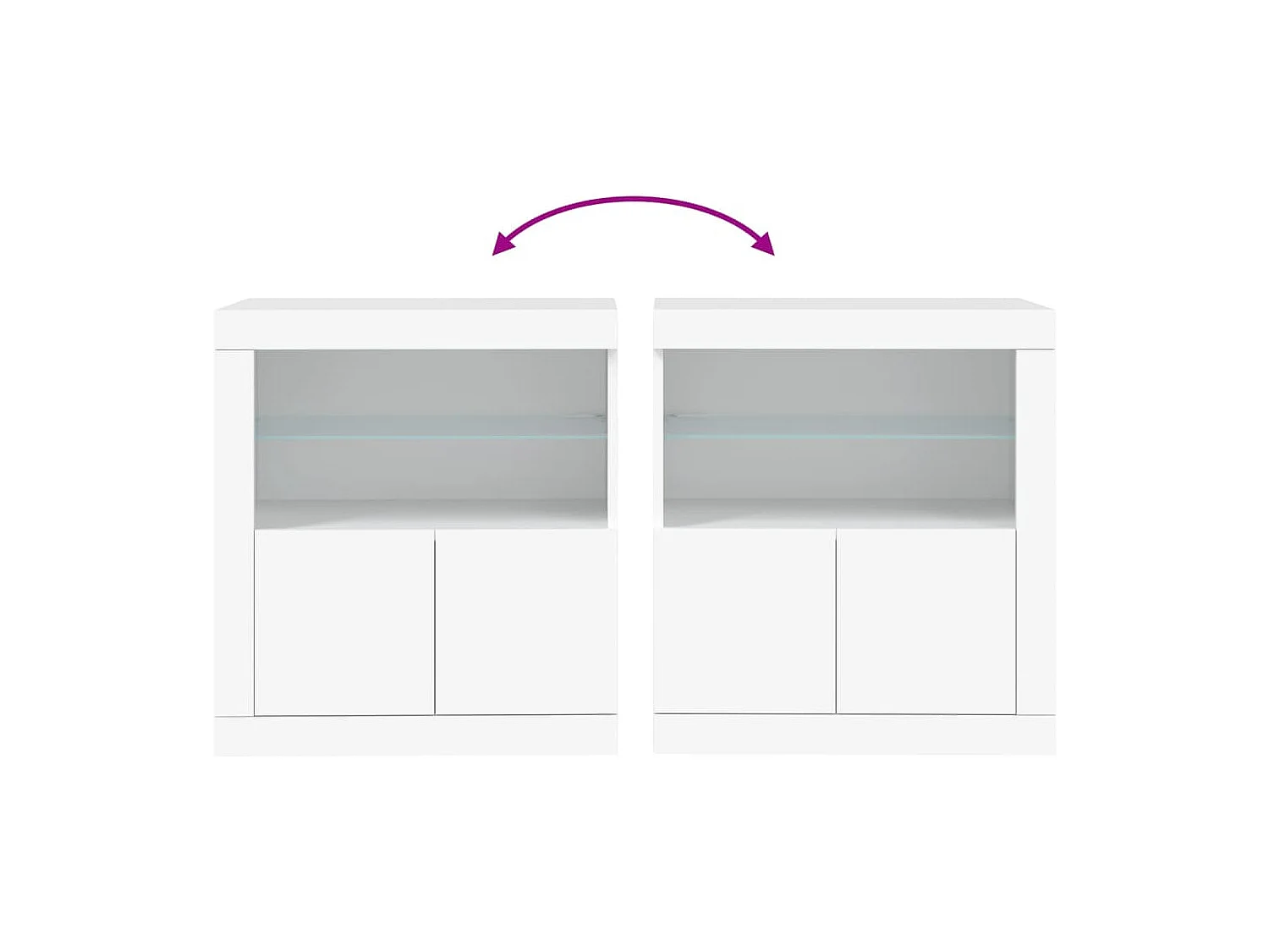 Aparador cómoda cómoda armario mueble organizador cocina salón salón con luces LED 60,5 x 37 x 67 cm blanco 02_0029855