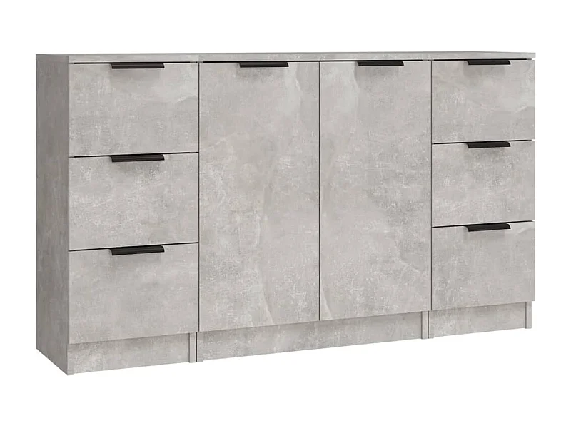 Credenza buffet cassettiera mobile contenitore organizer cucina soggiorno soggiorni 3 pz derivati ​​del legno grigio 02_0037129