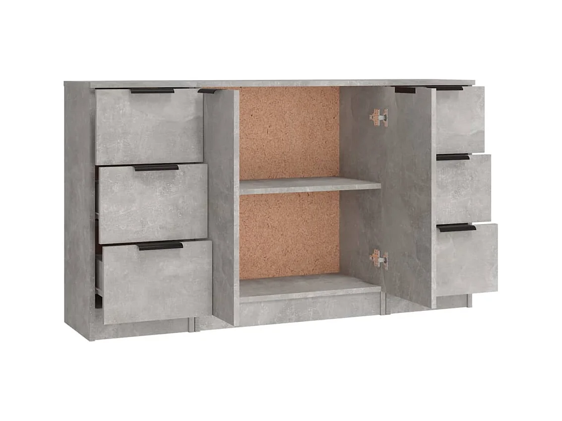 Credenza buffet cassettiera mobile contenitore organizer cucina soggiorno soggiorni 3 pz derivati ​​del legno grigio 02_0037129