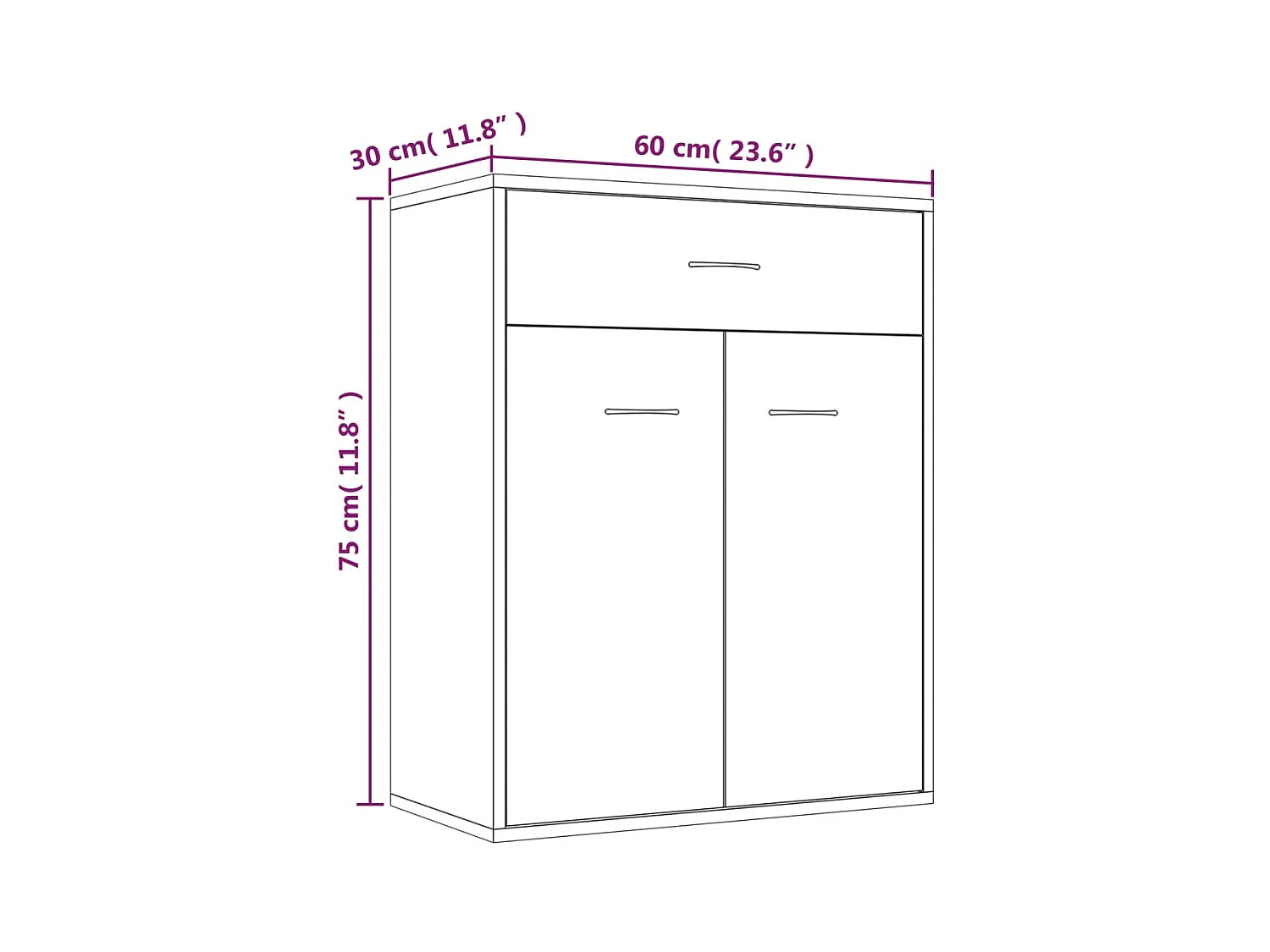 Aparador buffet cómoda armario unidad de almacenamiento organizador cocina salón salonsonoma 60 x 30 x 75 cm madera contrachapada gris 02_0036383