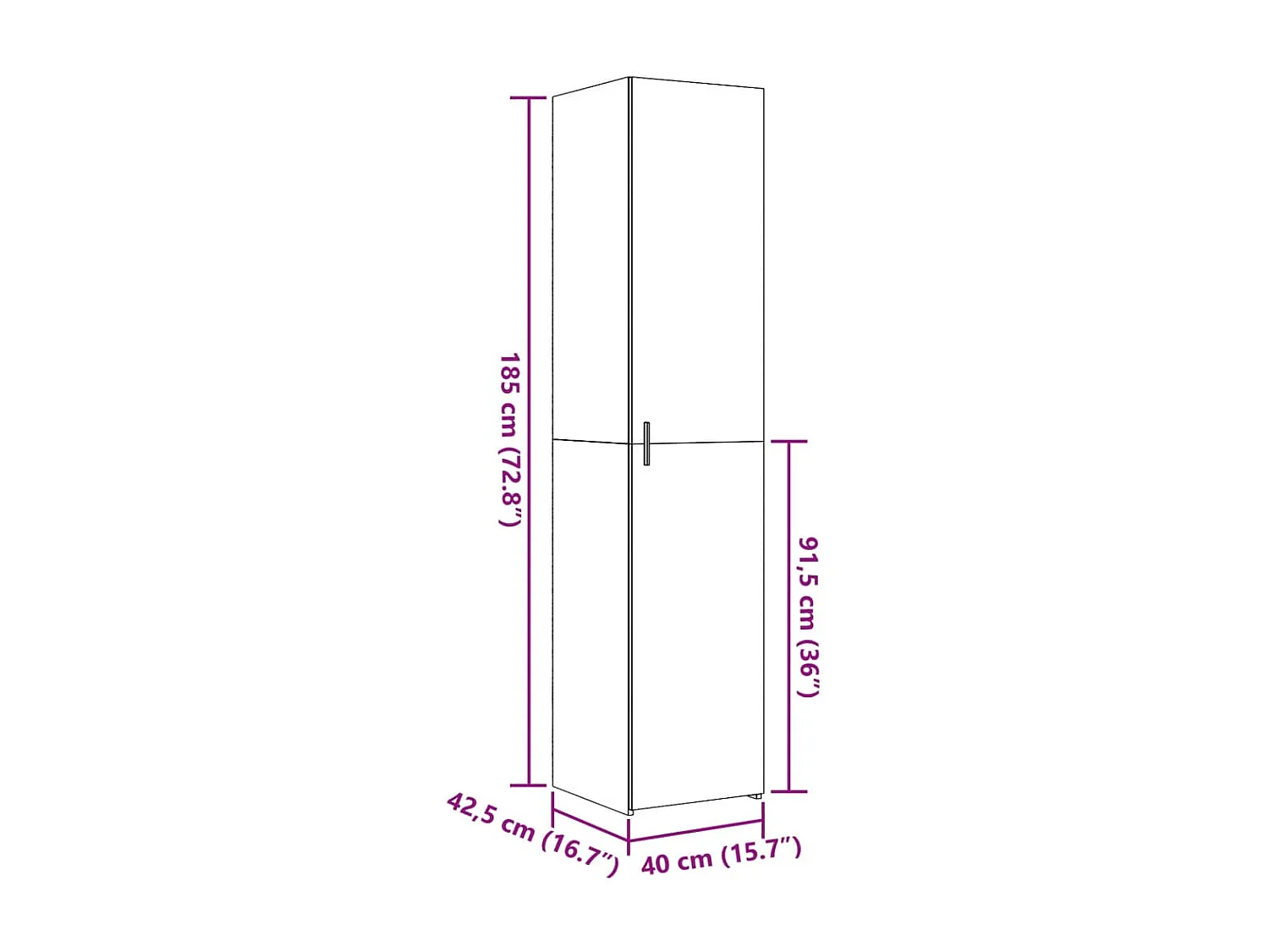 Buffet aparador cômoda armário unidade de armazenamento organizador cozinha sala sala alta 40 x 42,5 x 185 cm madeira trabalhada cinza 02_0034439