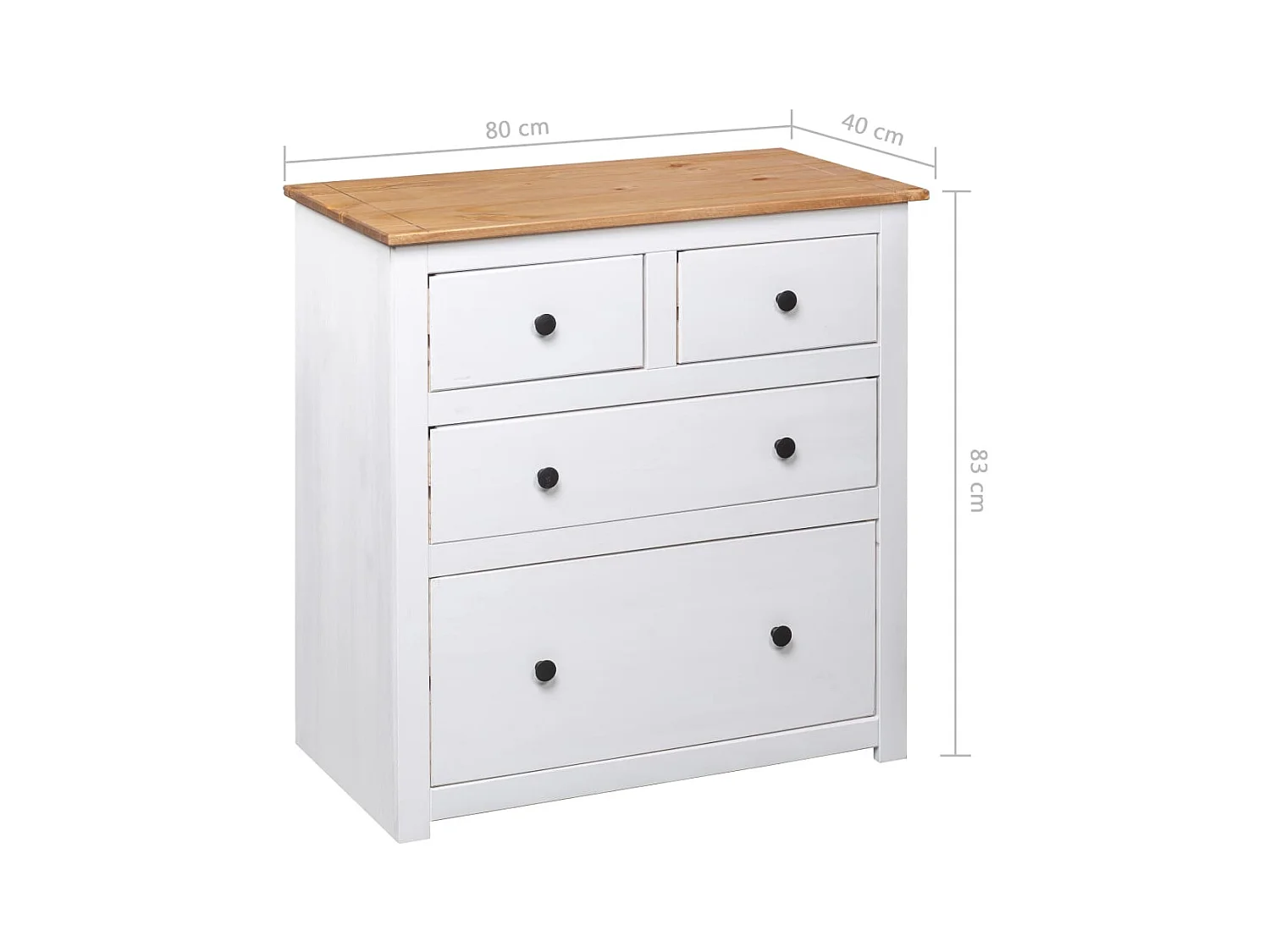 Buffet credenza cassettiera mobile contenitore organizer cucina soggiorno soggiorno 80 x 40 x 83 cm Pino Panama Range bianco 02_0030519