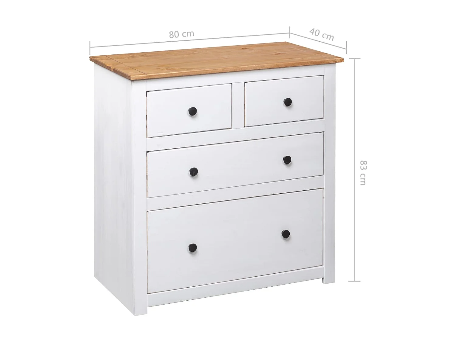 Buffet aparador cômoda armário organizador cozinha sala sala 80 x 40 x 83 cm Pinho Panama Gama branco 02_0030519