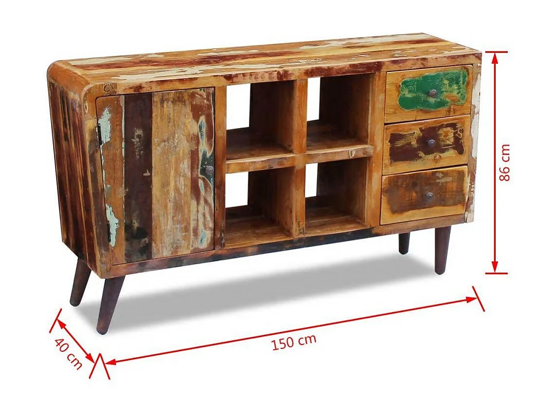 Buffet aparador console armário de armazenamento madeira maciça recuperada 150 cm 4402135