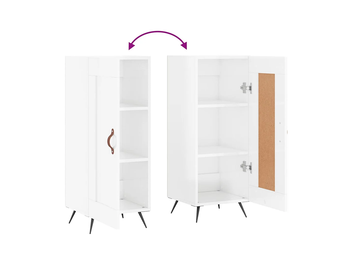 Aparador buffet cómoda armario mueble organizador cocina salón brillante 34,5 x 34 x 90 cm madera contrachapada blanco 02_0030604