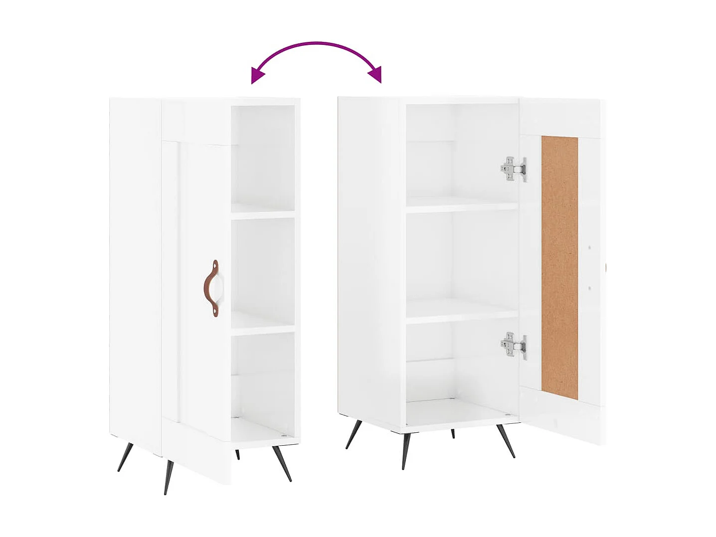 Credenza buffet cassettiera mobile contenitore organizer cucina soggiorno lucido 34,5 x 34 x 90 cm pannelli compositi bianco 02_0030604