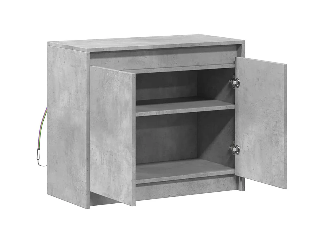 Aparador Aparador Cômoda Armário Unidade de armazenamento Organizador Cozinha Sala Sala de estar com LED 72 x 34 x 61 cm Madeira projetada Cinza 02_0029806