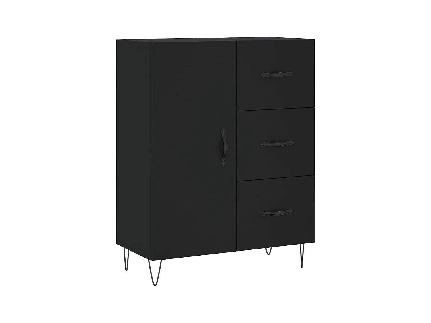 Aparador buffet cómoda mueble mueble de almacenaje organizador cocina salón salón 69,5 x 34 x 90 cm madera contrachapada negra 02_0036045