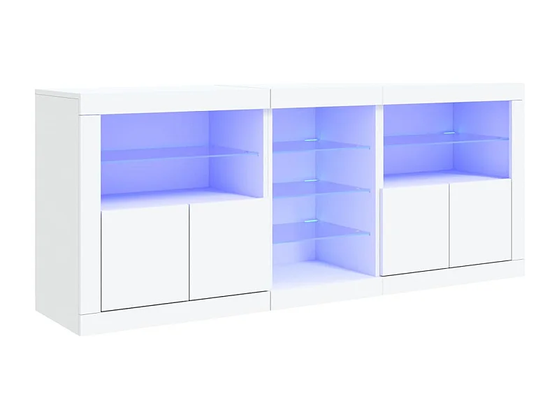 Buffet aparador cômoda armário organizador unidade cozinha sala sala com luzes LED 181,5 x 37 x 67 cm branco 02_0029839