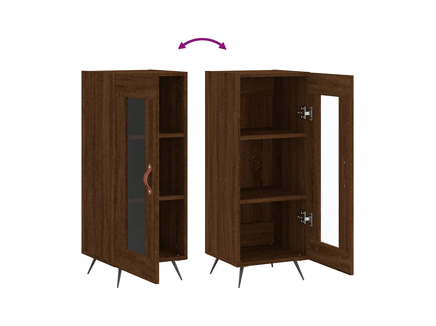 Buffet aparador cômoda armário unidade de armazenamento organizador cozinha sala de estar 34,5 x 34 x 90 cm madeira trabalhada marrom 02_0031225