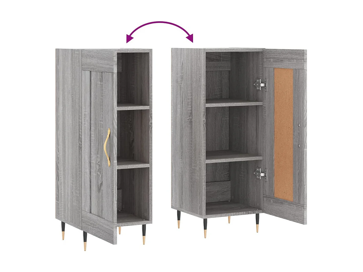Credenza credenza cassettiera mobile contenitore organizer cucina soggiorno soggiorno Sonoma 34,5 x 34 x 90 cm derivati ​​del legno grigio 02_0036335