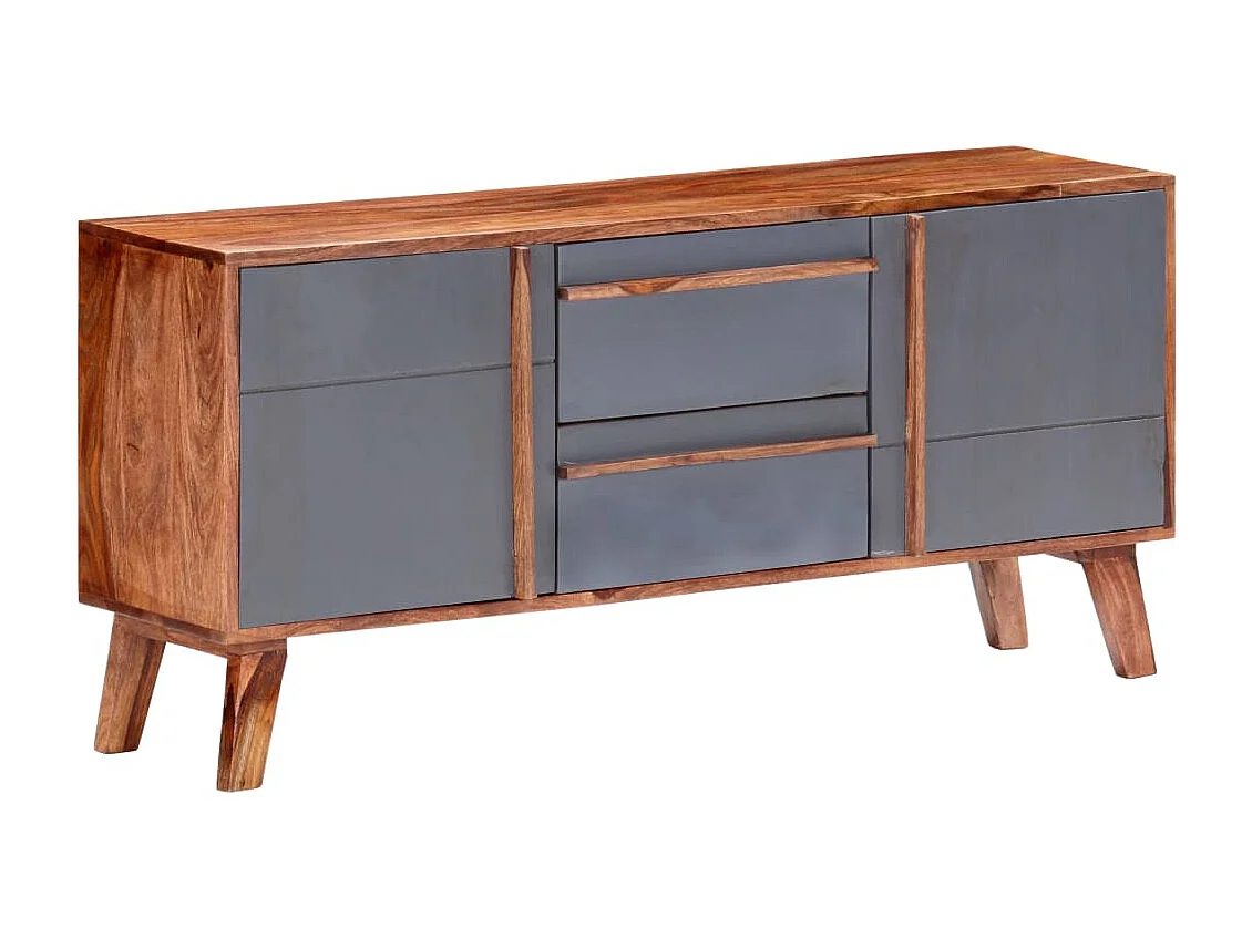 Credenza buffet cassettiera mobile contenitore organizer cucina soggiorno soggiorno 120 x 30 x 55 cm legno massiccio grigio 02_0031779