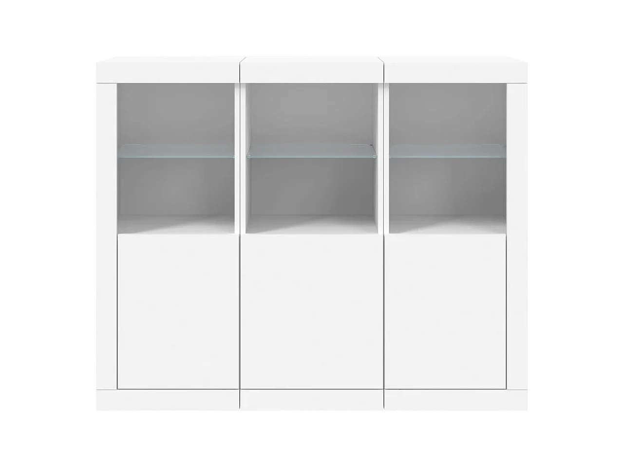 Aparador Aparador Cómoda Gabinete Unidad de Almacenamiento Organizador Cocina Sala de Estar con Luces LED 3 Piezas Madera de Ingeniería Blanca 02_0037198