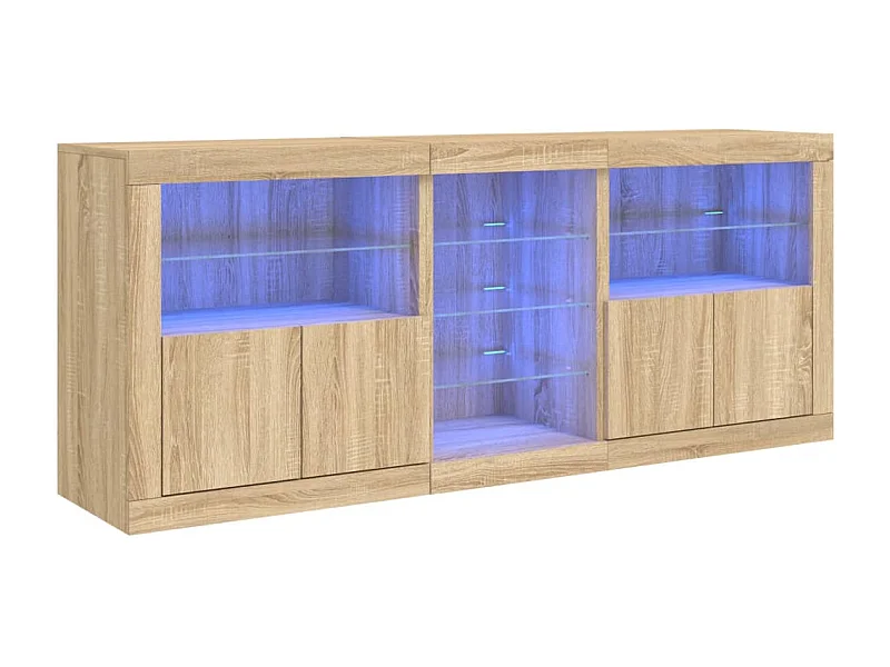 Credenza buffet cassettiera mobile contenitore organizer cucina soggiorno soggiorno con luci a LED sonoma 162 x 37 x 67 cm marrone 02_0029943