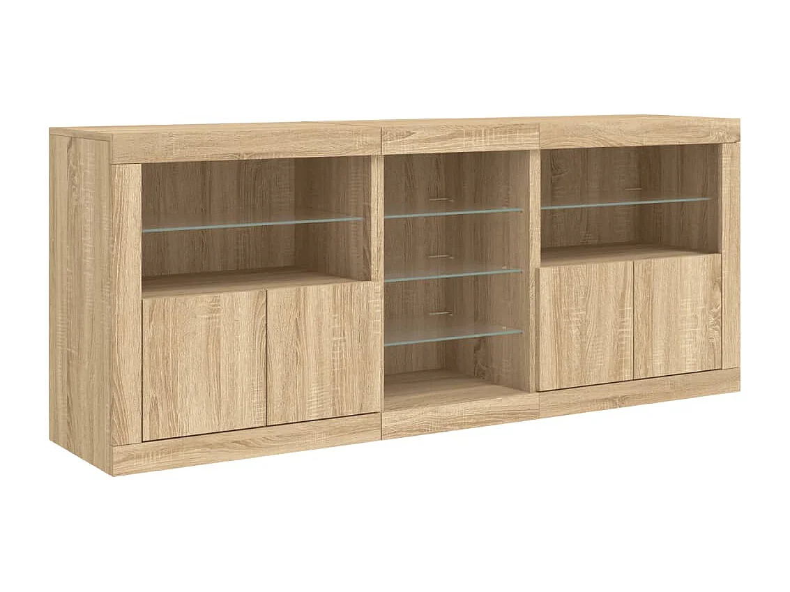 Credenza buffet cassettiera mobile contenitore organizer cucina soggiorno soggiorno con luci a LED sonoma 162 x 37 x 67 cm marrone 02_0029943