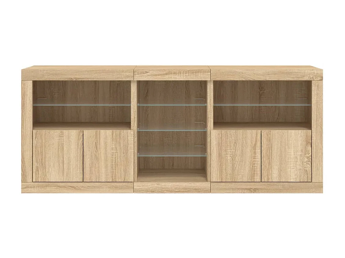 Credenza buffet cassettiera mobile contenitore organizer cucina soggiorno soggiorno con luci a LED sonoma 162 x 37 x 67 cm marrone 02_0029943