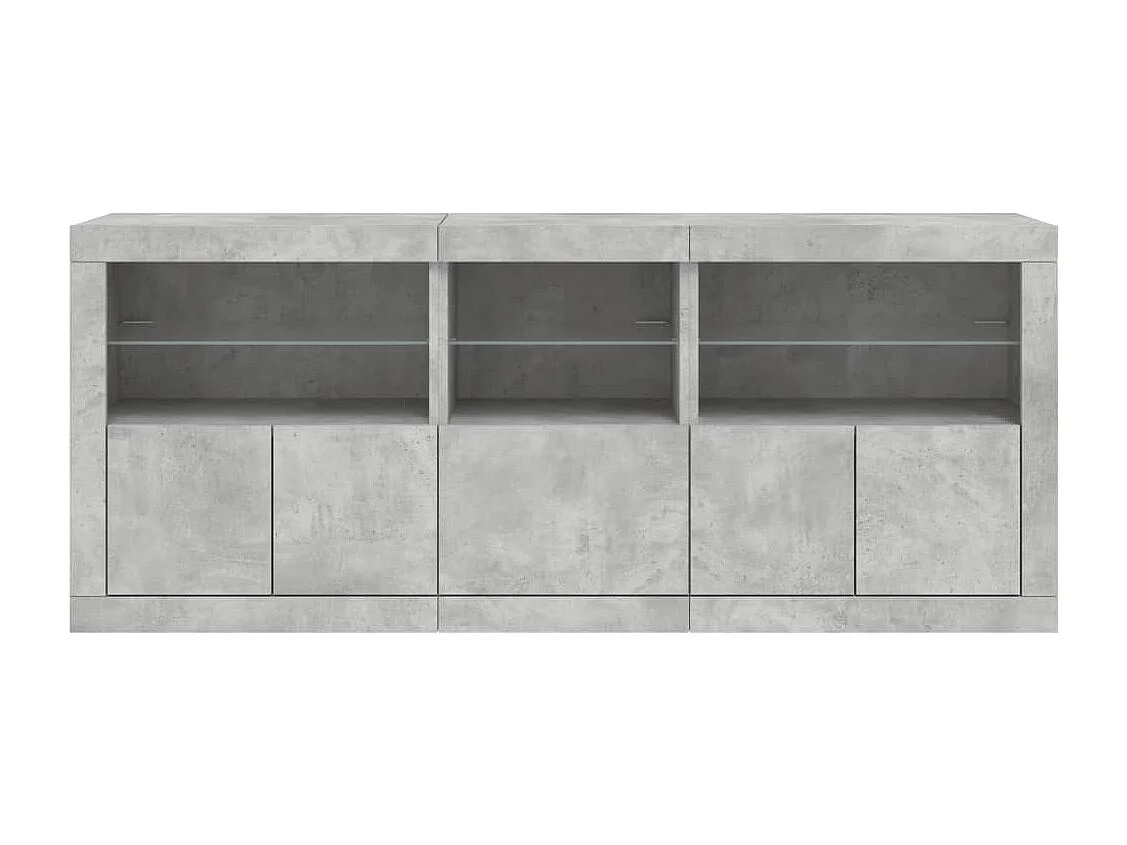 Credenza credenza cassettiera armadio portaoggetti organizer cucina soggiorno soggiorno con luci a LED 162 x 37 x 67 cm Grigio 02_0029980