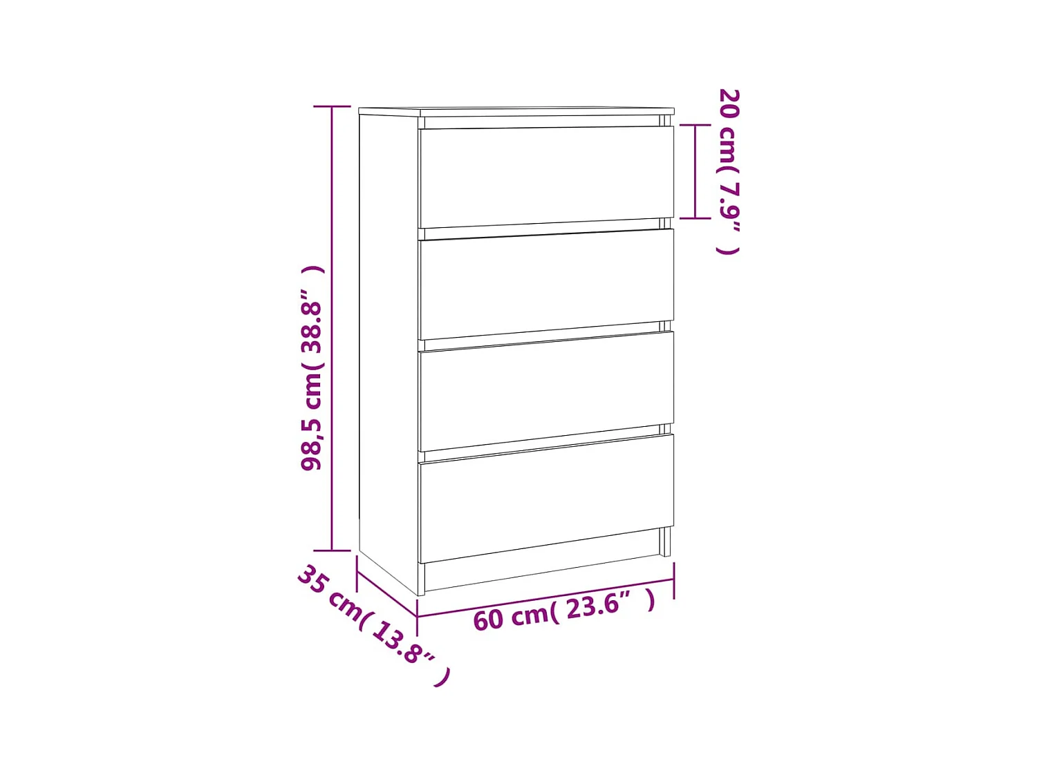 Aparador buffet cómoda armario unidad de almacenamiento organizador cocina salón salón Sonoma 60 x 35 x 98,5 cm madera contrachapada marrón 02_0031617