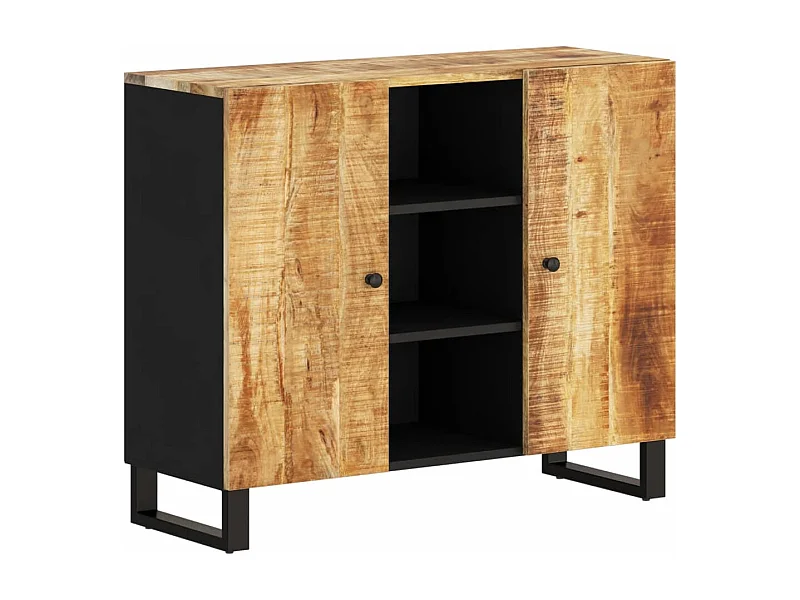 Aparador cómoda cómoda armario mueble organizador cocina salón salón con 2 puertas 90 x 33 x 75 cm madera maciza de mango marrón 02_0029730