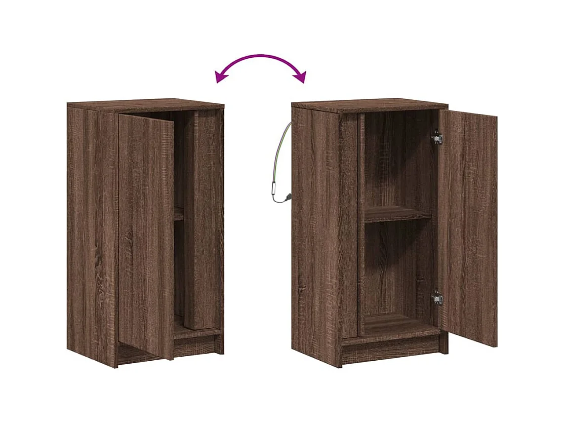 Aparador cómoda cómoda armario mueble organizador cocina salón salón con LED 42,5 x 34 x 85 cm madera contrachapada marrón 02_0029788