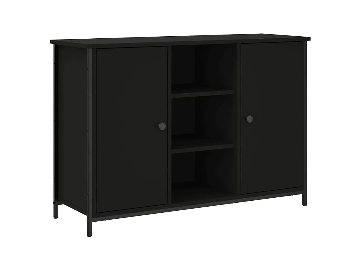 Credenza buffet cassettiera mobile contenitore organizer cucina soggiorno soggiorno 100 x 35 x 70 cm derivati ​​del legno nero 02_0035790