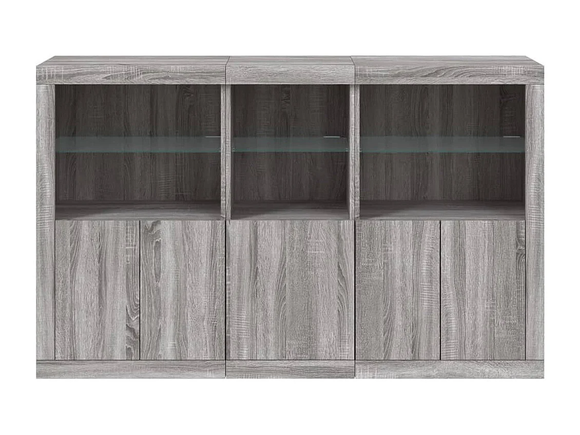 Aparador cajonera mueble almacenaje organizador cocina salón salón con luces LED sonoma 162 x 37 x 100 cm gris 02_0030054