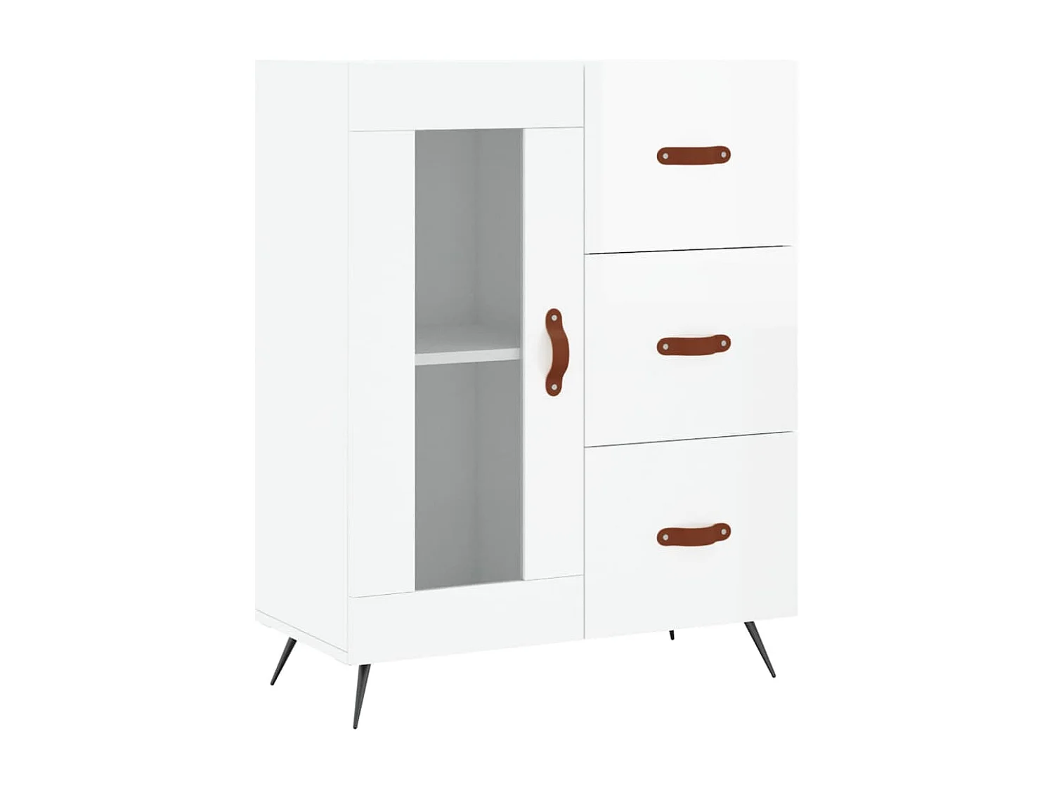 Credenza buffet cassettiera mobile contenitore organizer cucina soggiorno lucido 69,5 x 34 x 90 cm derivati ​​del legno bianco 02_0030729