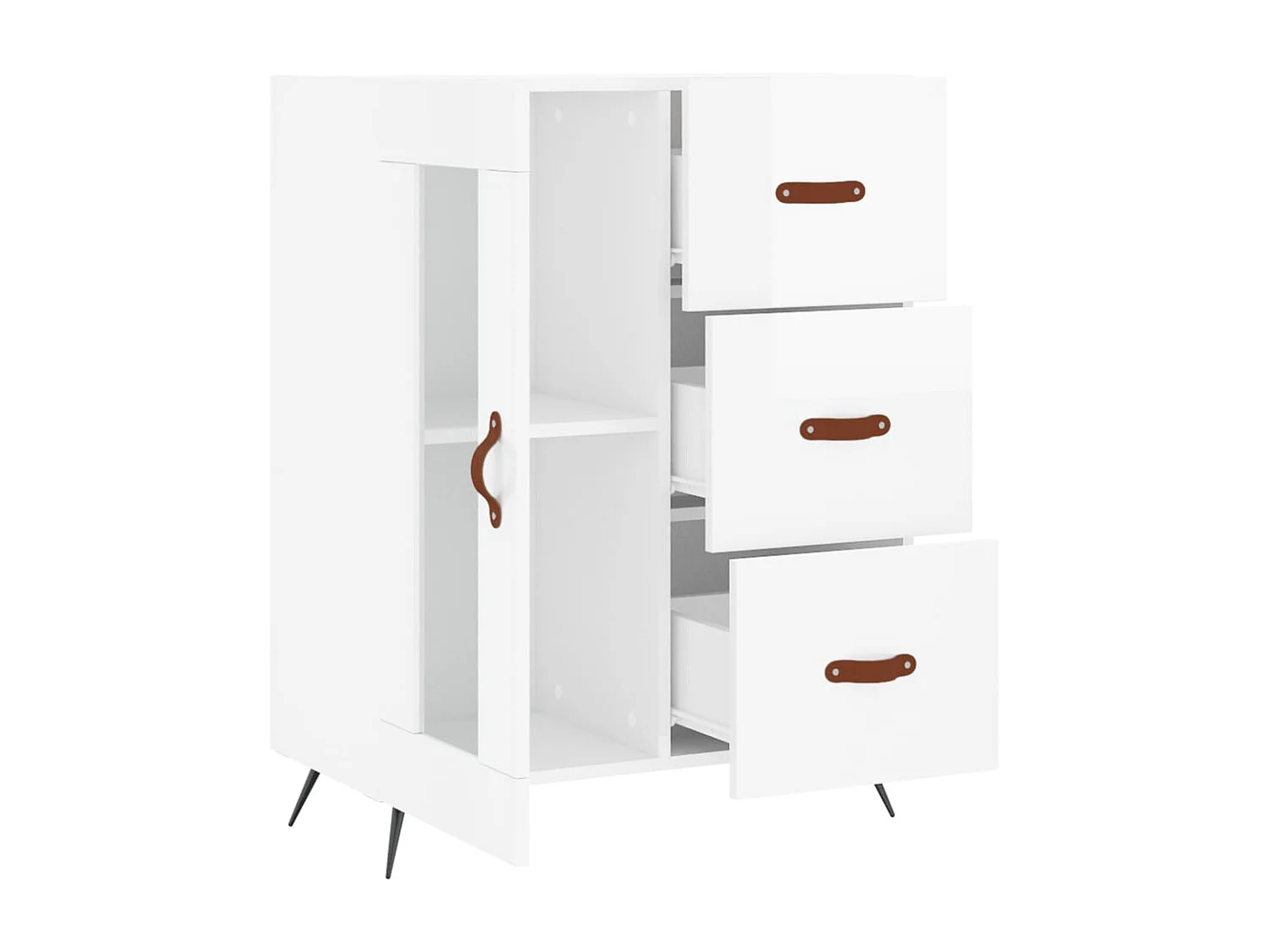 Credenza buffet cassettiera mobile contenitore organizer cucina soggiorno lucido 69,5 x 34 x 90 cm derivati ​​del legno bianco 02_0030729