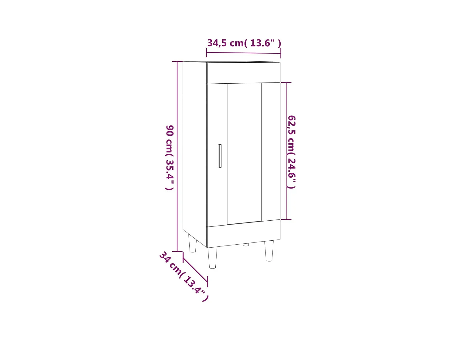 Aparador cômoda armário armário organizador cozinha sala sala Sonoma 34,5 x 34 x 90 cm madeira trabalhada cinza 02_0036315