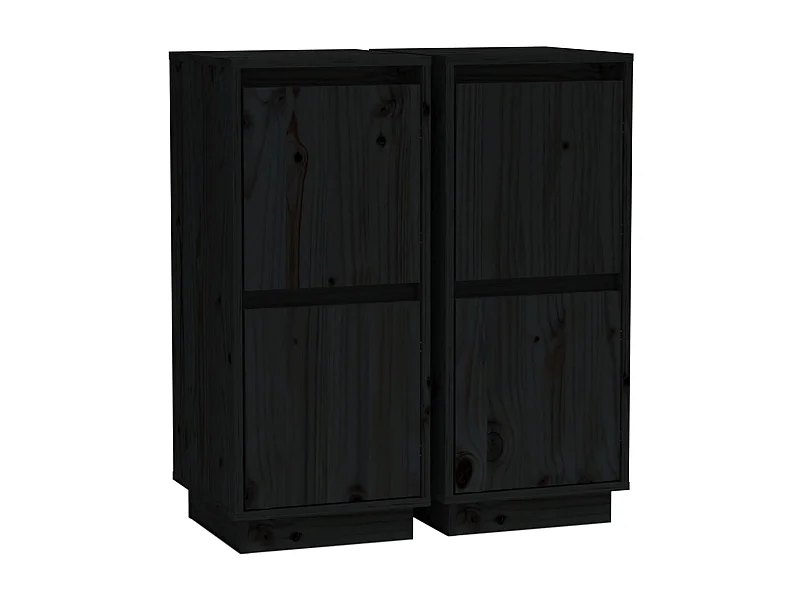 Aparador buffet cómoda armario unidad de almacenamiento organizador cocina salón salón juego de 2 31,5 x 34 x 75 cm madera maciza de pino negro 02_0036895