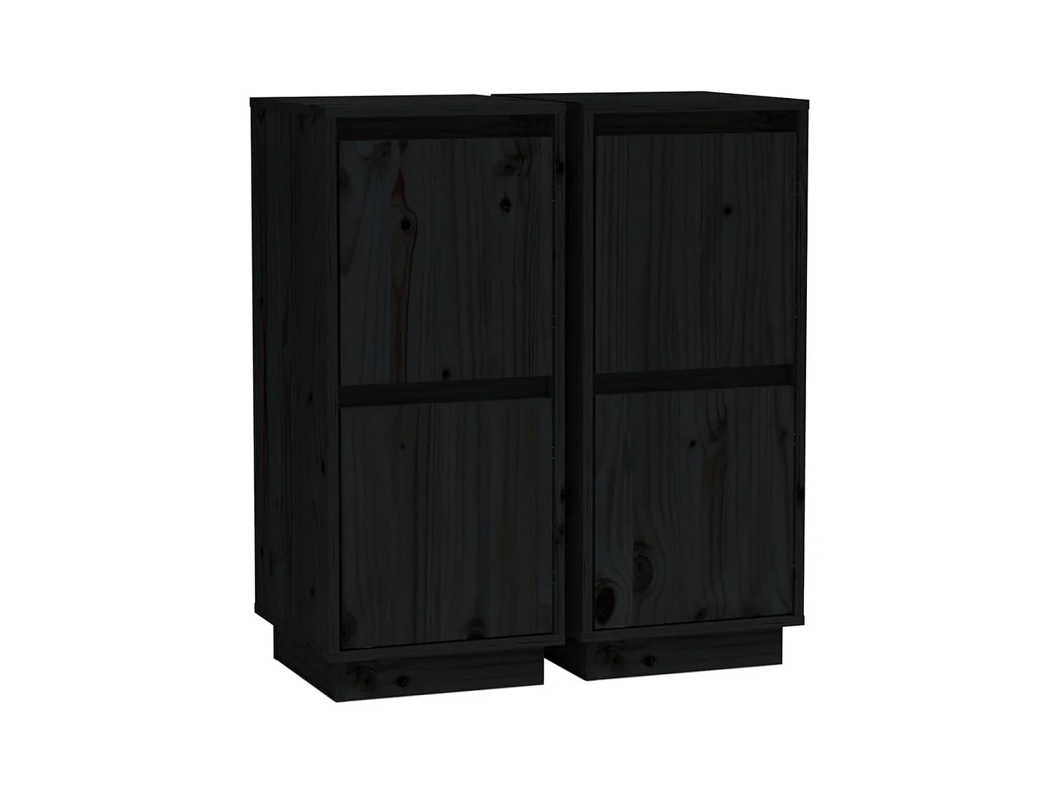 Buffet aparador cômoda armário organizador unidade de armazenamento cozinha sala salas conjunto de 2 31,5 x 34 x 75 cm madeira maciça de pinho preto 02_0036895