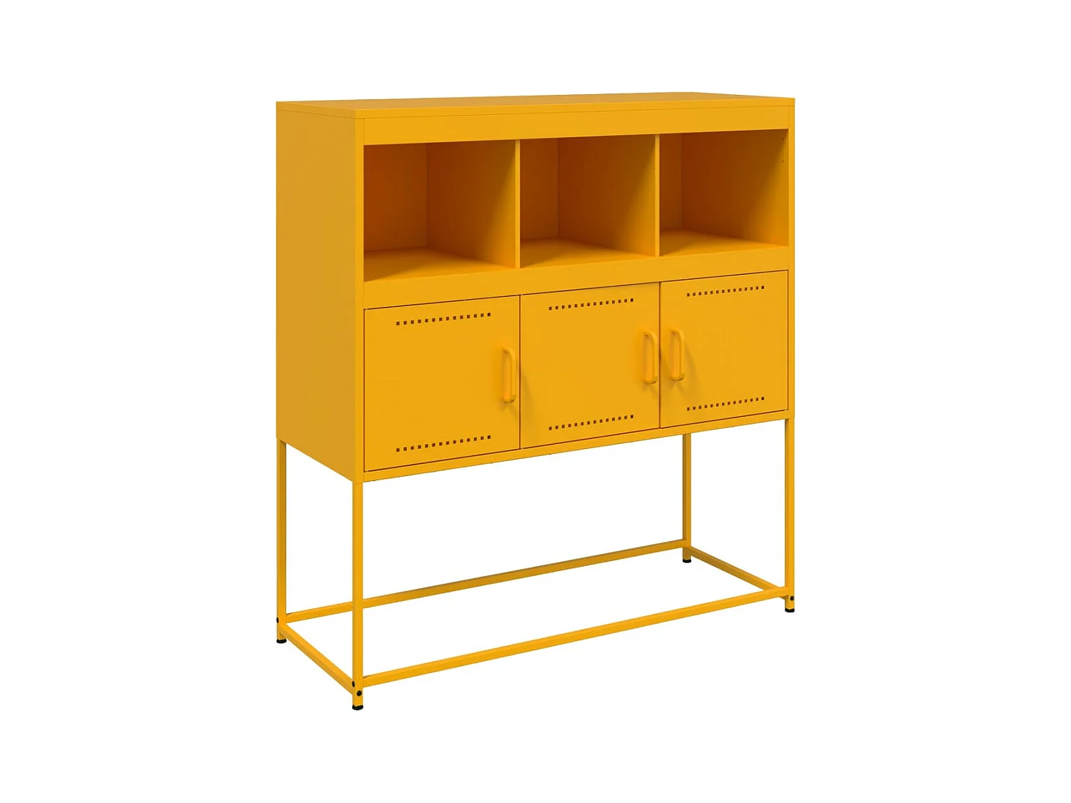 Aparador buffet cómoda armario mueble organizador cocina salón salón amarillo mostaza 100,5 x 39 x 107 cm acero Amarillo 02_0035682