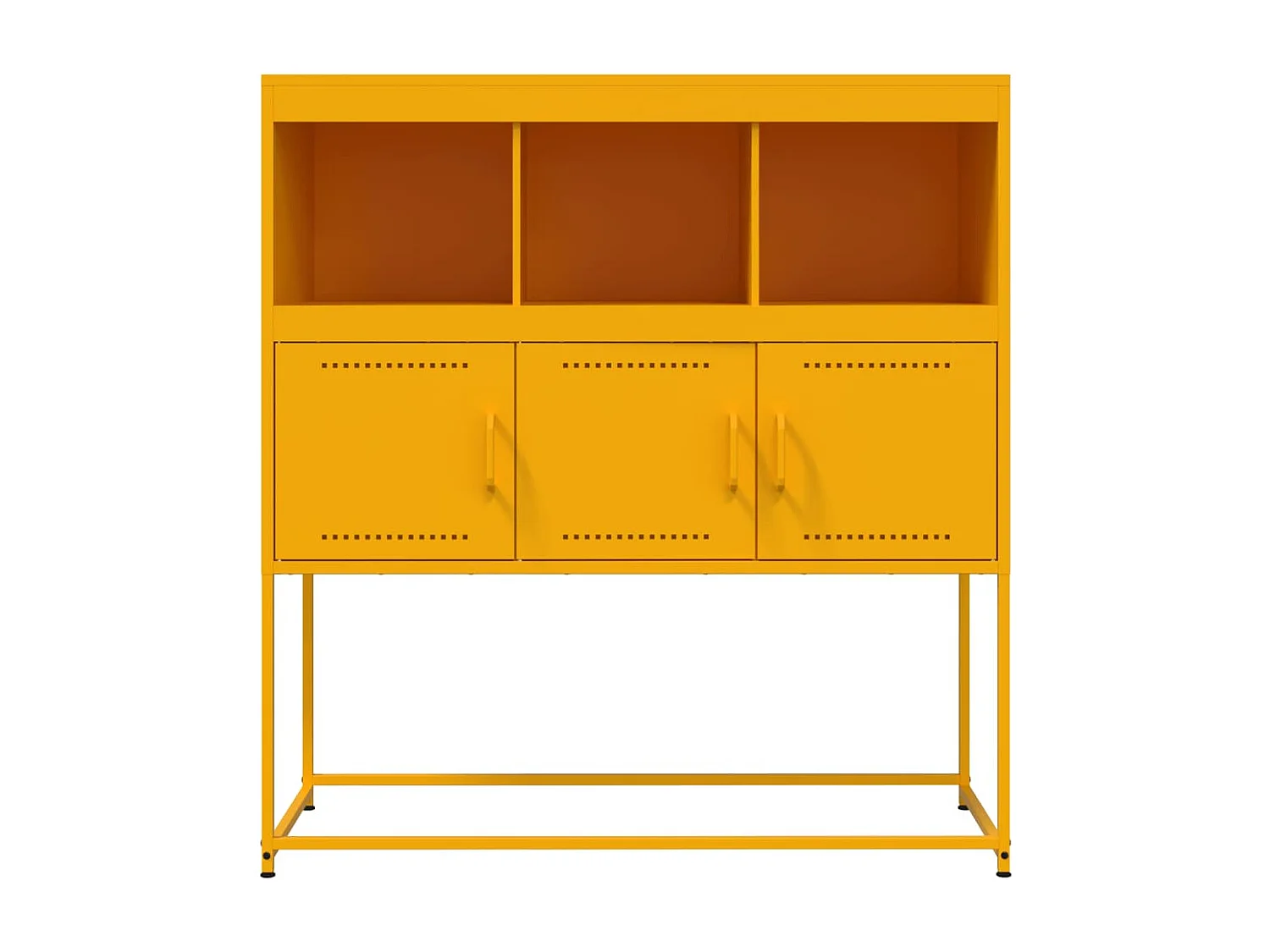 Credenza buffet cassettiera mobile contenitore organizer cucina soggiorno soggiorno giallo senape 100,5 x 39 x 107 cm acciaio Giallo 02_0035682