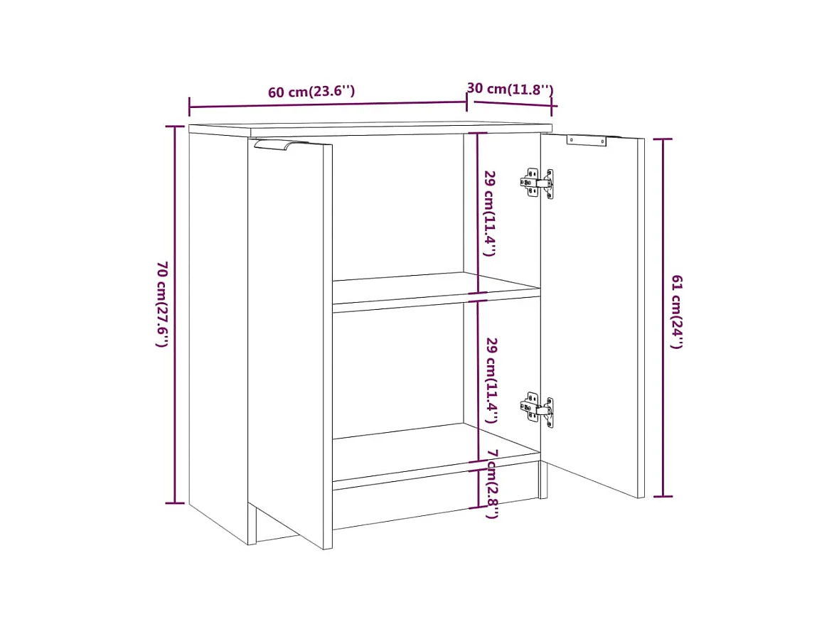Credenza buffet cassettiera mobile contenitore organizer cucina soggiorno soggiorno 60 x 30 x 70 cm derivati ​​del legno bianco 02_0030332