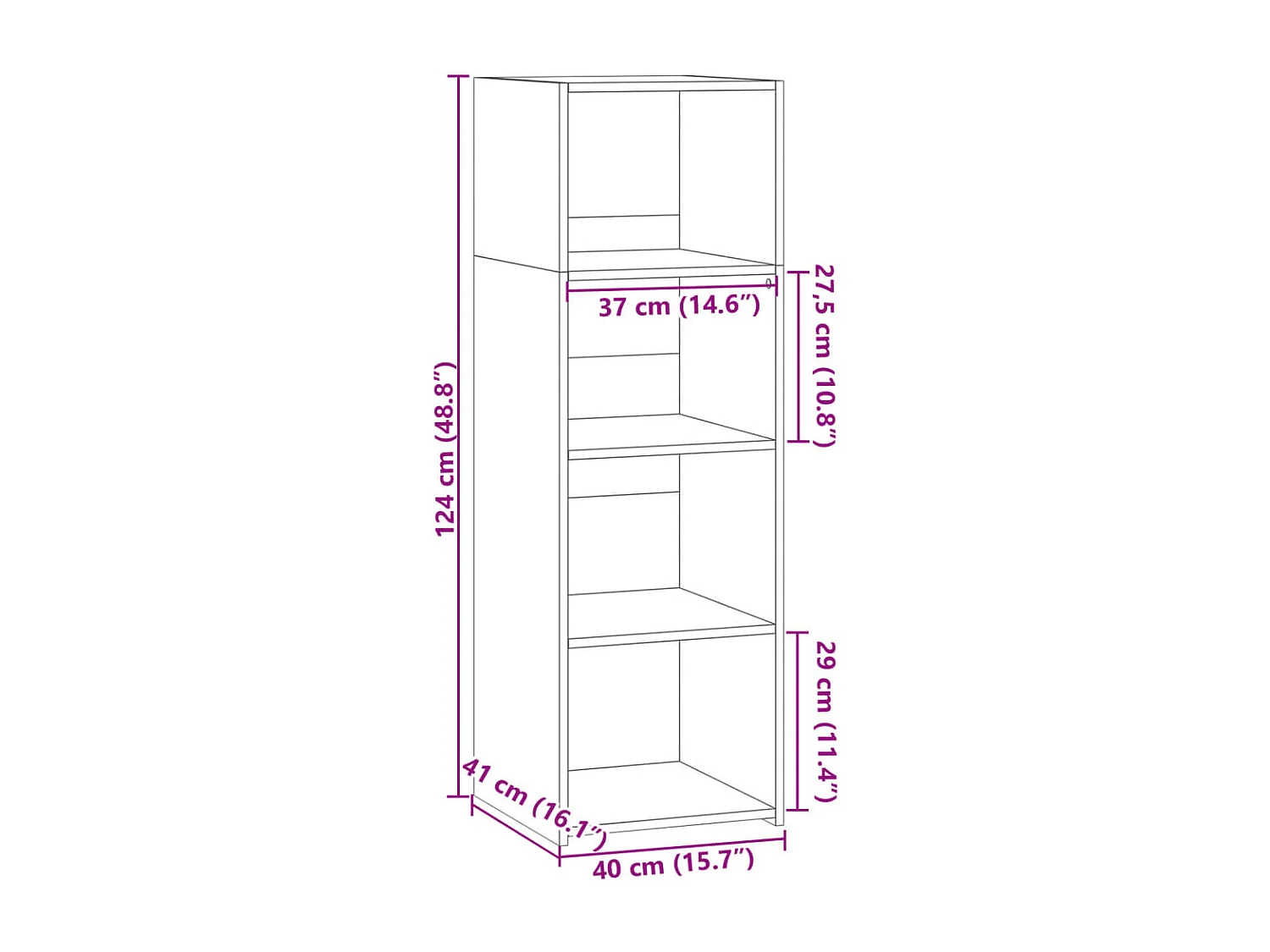 Credenza buffet cassettiera mobile contenitore organizer cucina soggiorno soggiorno alto Sonoma 40 x 41 x 124 cm derivati ​​del legno grigio 02_0035360
