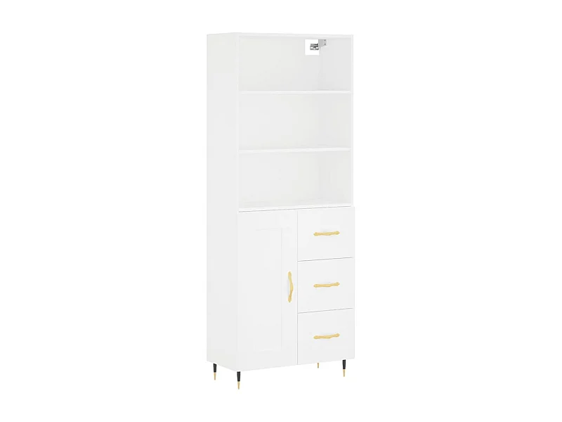 Aparador buffet cómoda mueble mueble de almacenamiento organizador cocina salón salón alto 69,5 x 34 x 180 cm madera contrachapada blanco 02_0032619