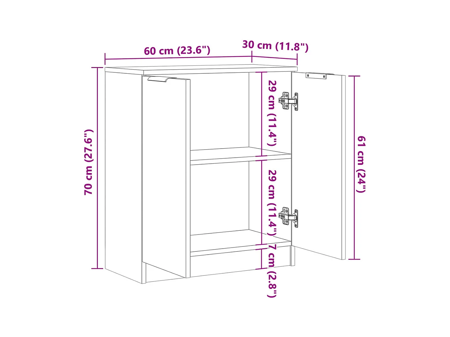 Buffet aparador cômoda armário unidade de armazenamento organizador cozinha sala sala madeira velha 60 x 30 x 70 cm madeira trabalhada marrom 02_0036604