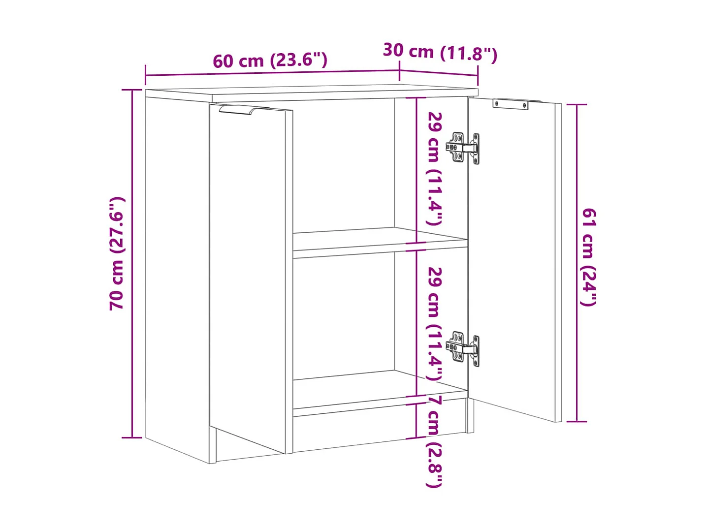 Credenza buffet cassettiera mobile contenitore organizer cucina soggiorno soggiorno legno vecchio 60 x 30 x 70 cm derivati ​​del legno marrone 02_0036604