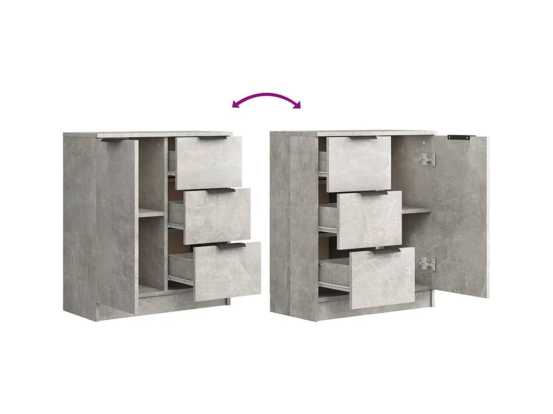 Aparador buffet cómoda mueble mueble de almacenaje organizador cocina salón salón 60 x 30 x 70 cm madera contrachapada gris 02_0031956