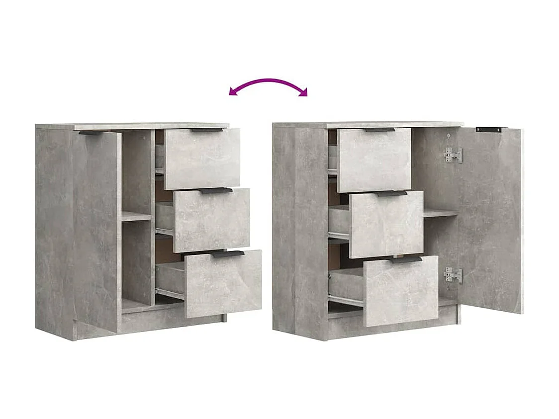 Credenza buffet cassettiera mobile contenitore organizer cucina soggiorno soggiorno 60 x 30 x 70 cm derivati ​​del legno grigio 02_0031956