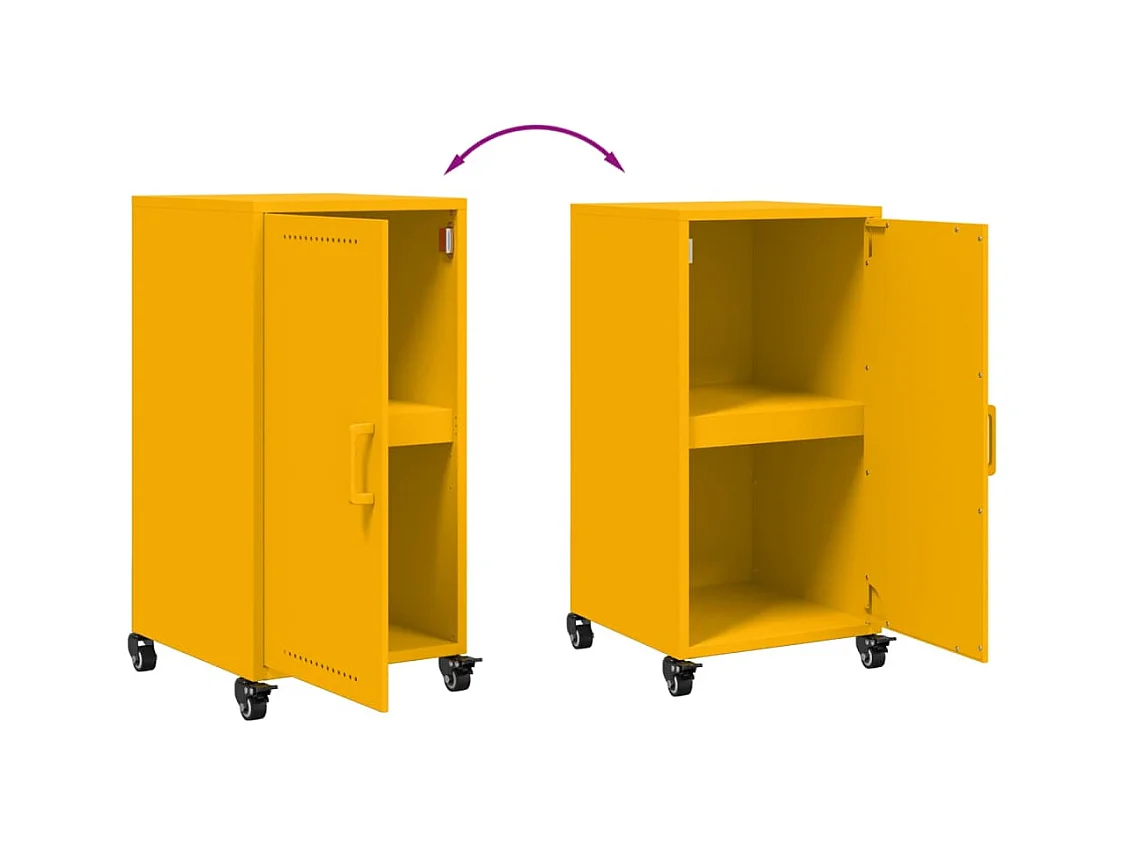 Buffet aparador cômoda armário unidade de armazenamento organizador cozinha sala sala amarelo mostarda 36 x 39 x 72 cm aço amarelo 02_0035694