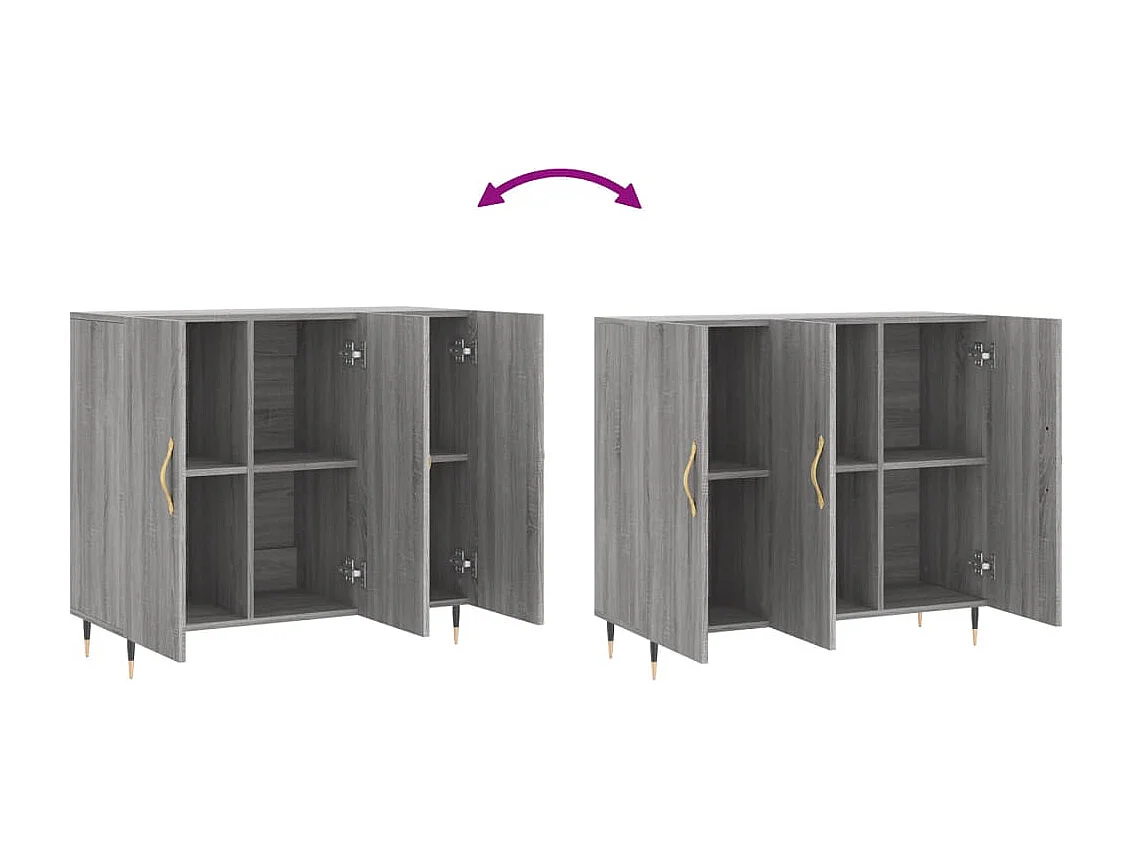 Aparador cómoda cómoda armario mueble organizador cocina salón salón Sonoma 90 x 34 x 80 cm madera contrachapada gris 02_0036547