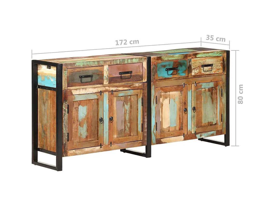 Aparador cómoda cómoda mueble mueble de almacenaje organizador cocina salón salón 172 x 35 x 80 cm madera maciza recuperada marrón 02_0029559