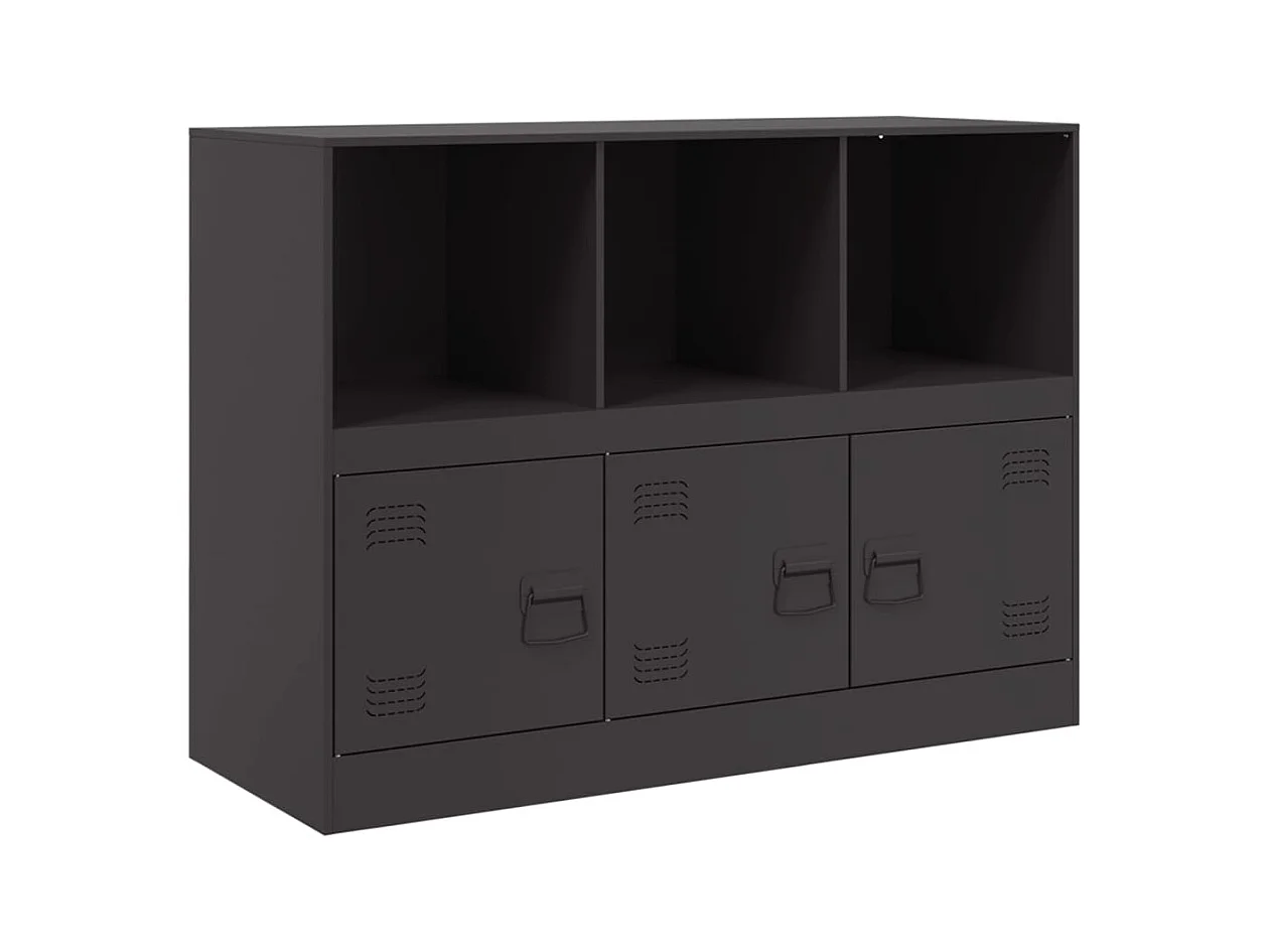Credenza buffet cassettiera mobile contenitore organizer cucina soggiorno soggiorno 99 x 39 x 73 cm acciaio nero 02_0036162
