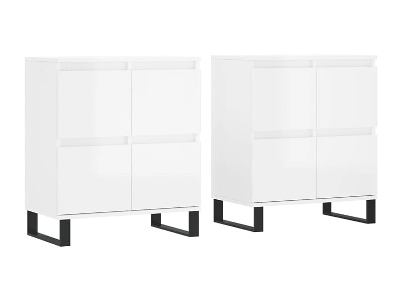 Credenza buffet cassettiera mobile contenitore organizer cucina soggiorno soggiorni set da 2 derivati ​​del legno bianco lucido 02_0036714