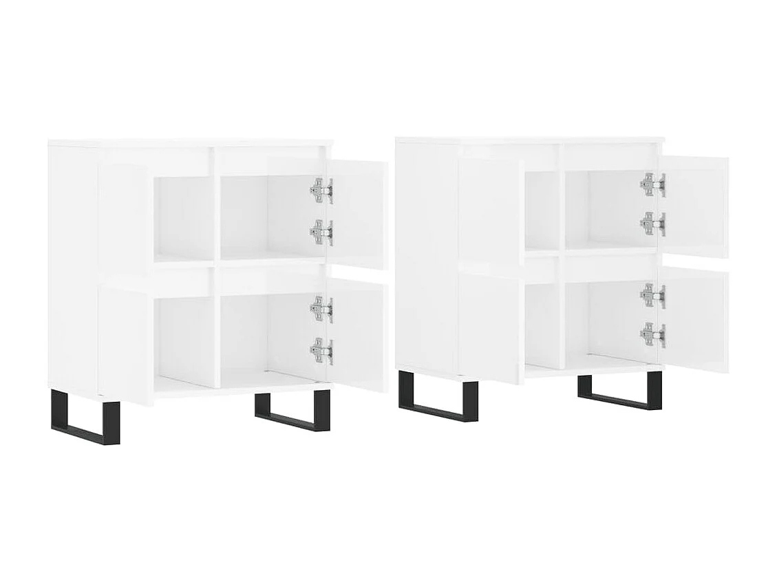 Credenza buffet cassettiera mobile contenitore organizer cucina soggiorno soggiorni set da 2 derivati ​​del legno bianco lucido 02_0036714